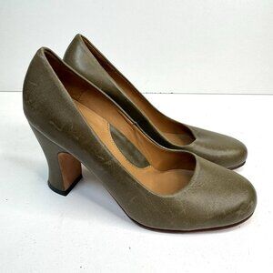 John Fluevog Miracles Medugorje Olive Green Leather Pumps Shoes Women’s Size 7